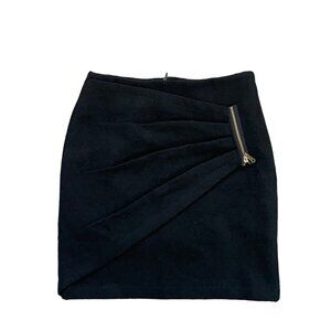Ariella Womens Black Wool Blend Skirt With Gold Zipper Accent Size Medium